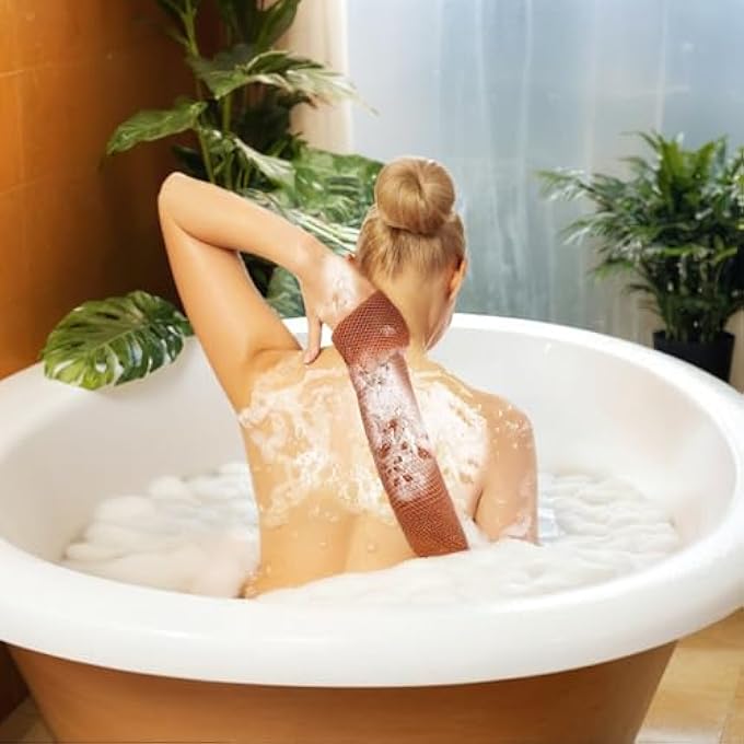 Duomama 2PCS Exfoliating Net - Large 80x30cm White & Brown Sponge for Deep Cleansing, Removing Dead Skin, Oil & Dirt - Soft yet Durable for Daily Use - Image 2